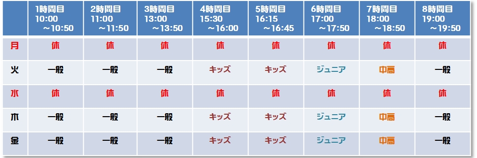 新大阪・三国エリア Amm パソコン教室 平日時間割表
